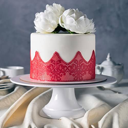 Art-Sweet Premade Cake Lace - Ready to Use Edible Cake Lace Decoration - Sugar Decorations for Cakes - Edible Ribbon - Incl.3 pieces (Red)