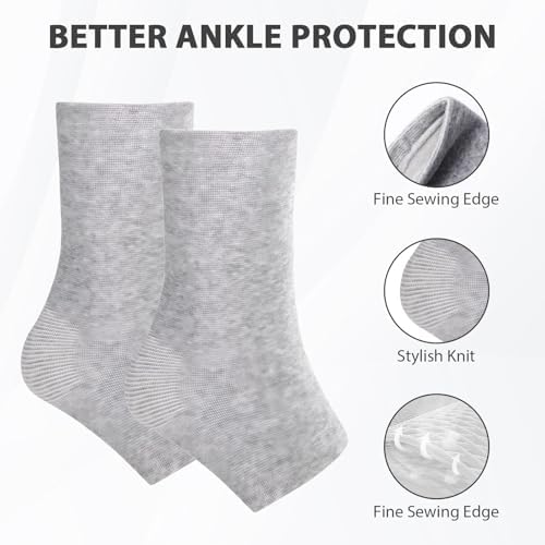 2 Pairs Bamboo Compression Socks, Soft Bamboo Foot Ankle Sleeves, Suitable for Cold Protection Against Swelling of Feet and Sprains (Gray, One Size)
