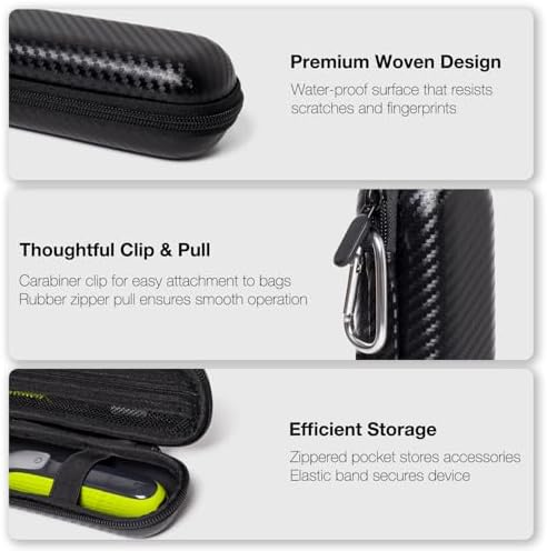 Nincha Compact Travel Trimmer Case for Philips Hybrid Electric Trimmer and Shaver, Face + Body Groomer QP2724/90, QP2834/70, QP1924/70, QP6531/70, QP4631/90, Hard Carrying Case, Black