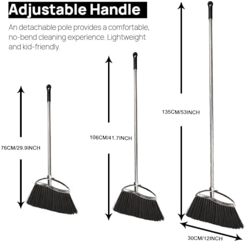 Indoor Soft Bristles Sweeping Broom,Long Handle Kitchen Angle Broom for Floor Cleaning Home Office Hardwood
