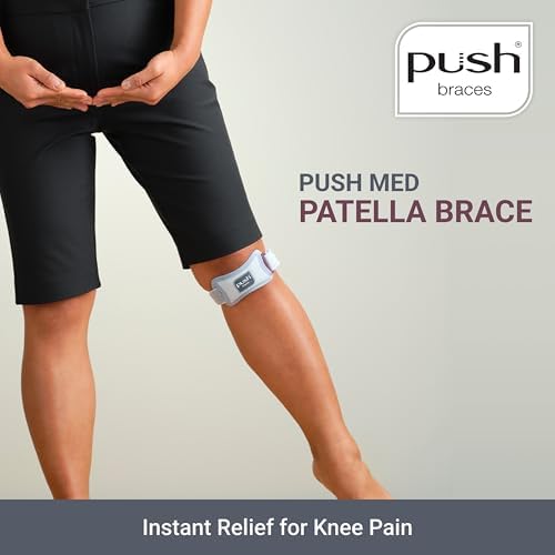 PUSH med Patella Brace for Knee Pain. Precise, Comfortable Pressure on Patella Tendon. Relief for Patella Pain, Jumper's Knee, and Osgood Schaltter's Disease
