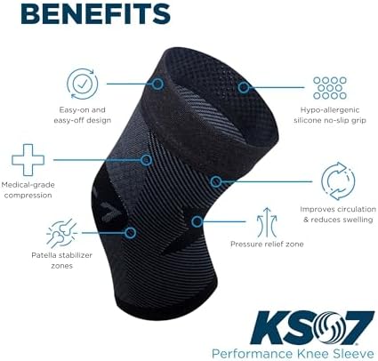 OrthoSleeve Compression Knee Brace/Sleeve for ACL, MCL, Injury Recovery, Meniscus Tear, knee pain, aching knees, patellar tendonitis & arthritis