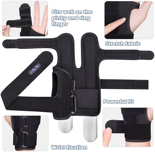Finger Splint Brace,Supports Pinky,Ring,Middle,Metacarpals & Knuckles,Adjustable Left Right Hand Braces,Straightener for Trigger Fingers Splints,Broken,Arthritis,Fracture,Sprain,Injury,Tendonitis