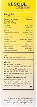 Bach RESCUE Cream, Hydrating Skincare for Hands, Body and Face, Shea Butter, Homeopathic Stress Relief Flower Essences, Fragrance-Free, Paraben-Free, Holiday Stocking Stuffer, 30g