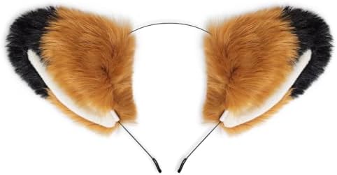Cat Wolf Fox Ears and Tail Set Faux Fur Cat Ears Furry Wolf Fox Long Tail Costume Halloween Party Animal Cosplay Set