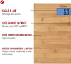 Escali Bamboo Digital Electronic Bathroom Scale for Body Weight, Bath Scale with Extra-High Capacity of 440 lb, Batteries Included