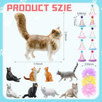 Weysat 27 Pcs Cat Cake Topper Animals Figures Birthday Party Decorations with Mini Birthday Hat with Pom Poms Animals Cupcake Toppers Decoration with Mini Skirt for Themed Party