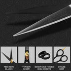 Charlemagne Hand-Forged Japanese Steel Beard & Mustache Scissors - Stainless Steel, 5.5 in - Precision Beard Trimming - Nose Hair Scissors - Fits Mustache Kit & Grooming Kit