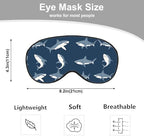 Shark Sleep Eye Mask Eye Cover Wild Fish Set Ocean Dark Blue Silk Eye Mask for Sleeping with Adjustable Strap for Travel Nap Shift Work Office