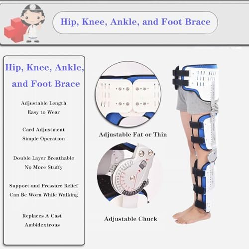 SFKLYU Knee Support Brace, Hinged Hip Abduction Brace, Hip Knee Ankle Foot Orthosis for Leg Fracture, Lower Limb Paralysis,Left,S