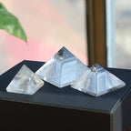 Crystal Healing Stones Clear Quartz Pyramid Prism,Natural Energy Chakra Stone,Reiki Pyramid Decoration for Meditation, Spiritual Healing, Office Feng Shui,8cm