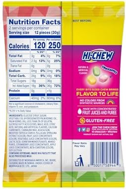 HI-CHEW Bites Original Mix Bulk Candy, Pack of 12 Bags, 2.12oz each - Mango Green Apple Strawberry Chewlets - Unique Fun Soft & Chewy Taffy Candy, Immensely Juicy Fruit Flavors