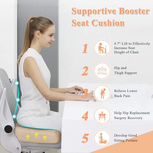 Booster Seat Cushion Extra Thick Chair Foam Cushion for Elderly Adult Booster Seat Elevation Pillow Extra Firm Riser Supportive Lift Chair Cushion Lift Pads for Home, Couch, Patio, Office Seats