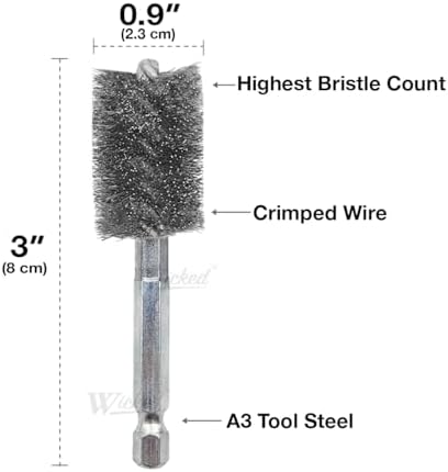 WICKED Professional ID Copper Tube Pipe Cleaner Replacement Brushes (3/4" (6-Pack))