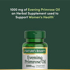Nature's Bounty Primrose Oil 1000mg, Promotes Women's Health, Herbal Supplement, Gluten Free, 60 Rapid release Softgels