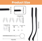 1 Pair Glasses Arm Replacement, Black Eyeglasses Repair Kit Eyeglass Arms Replacement with Screws Washers Screwdriver Nose Pads 6mm Temple Arms for Glass Sunglasses Convex Single Teeth 1.2mm