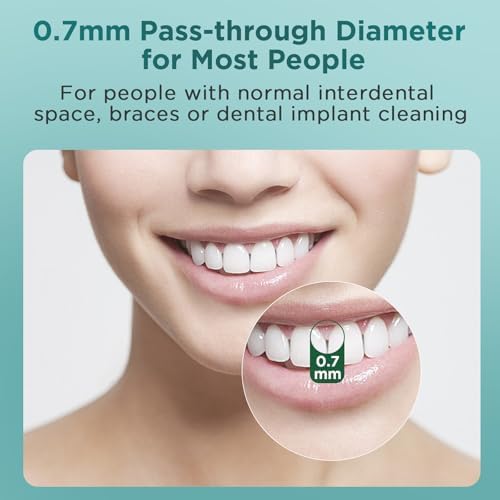 50 Count Angle Interdental Brushes with Extended Handle for Braces, Tight(0.7mm), L- Shaped Interproximal Floss for Dental Plaque Removal Health