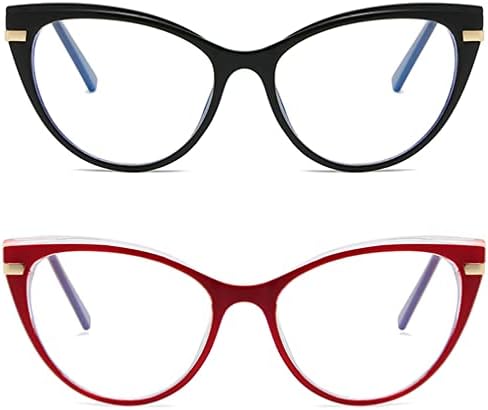 LJCZKA Blue Light Blocking Glasses Women Anti Eye satrain Computer Cat eye Eyeglasses Cateye Clear Frame