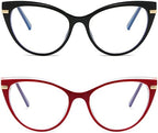 LJCZKA Blue Light Blocking Glasses Women Anti Eye satrain Computer Cat eye Eyeglasses Cateye Clear Frame