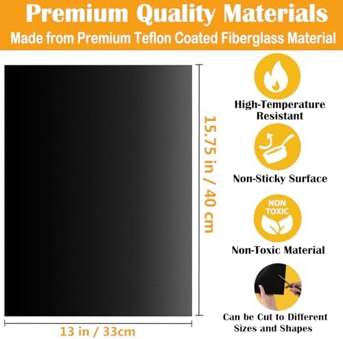 Grill Mats for Outdoor Grill, Dailyart Grill Mats Non Stick Set of 5 BBQ Grill Mat Baking Mats Teflon BBQ Grilling Accessories Reusable,Works on Gas, Charcoal, Electric Grill 15.75 x 13-Inch, Black