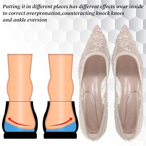 5 Pairs Silicone Heel Wedge Insoles Adhesive Medial Lateral Foot Shoe Inserts Comfort Shoe Insoles Gel Arch Support Insole for Men and Women Most Legs Sports Shoes Sneakers Boots