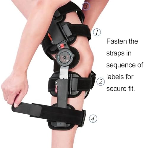 Medibot Hinged Knee Brace ROM Adjustable Post Op Knee Support Orthosis Immobilizer Protector for Left Leg and Right Leg, Both Men and Women