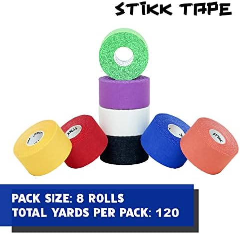 STIKK Athletic Tape - 8pk Multi Color - 1.5'' x 15 Yards - Stabilizing, Supporting Muscles and Joints - Training Supplies to Safeguard Against Sports Injuries