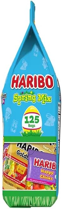 HARIBO Spring Mix Gummy Candy, 125 Bags (50 oz Total) – Goldbears, Happy Hoppers & Happy Chicks Assorted Gummies