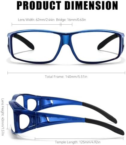 LVIOE Fit Over Blue Light Blocking Glasses and Computer Eyewear- Wear Over Prescription Glasses/Reading Glasses/RX Glasses