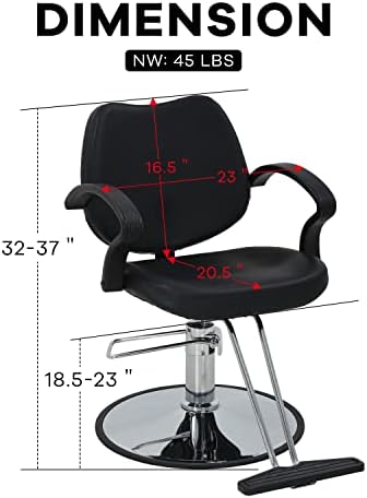 HCY Barber Chair,Salon Chair for Hair Stylist Swivel Styling Chair Heavy Duty Hydraulic Pump Adjustable for Beauty Hair Salon Spa Shampoo(Black) HY-BS-3W-BLACK