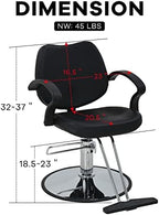 HCY Barber Chair,Salon Chair for Hair Stylist Swivel Styling Chair Heavy Duty Hydraulic Pump Adjustable for Beauty Hair Salon Spa Shampoo(Black) HY-BS-3W-BLACK