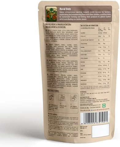 Rural Dotz Millet Porridge Mix | High Protein, High Fiber, Rich in Iron | 3.52 oz (100g) |12 Servings