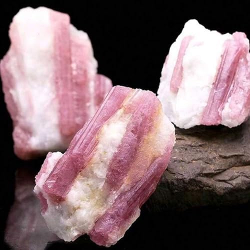 Healing Crystal Raw Stone Natural Plum Blossom Tourmaline Raw Stone Rough Crystal Rocks for Home Decoration Woman Gift Tumbling Cabbing Polishing Fountain Rocks,0.11~0.15 Pound