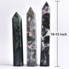 Moss Agate Crystal Tower 10-12 inch Large Healing Crystal Point Obelisk Reiki Energy Meditation Decoration Gift
