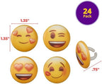 DecoPac Emoji Heart Cupcake Rings, 24 Cupcake Decorations Featuring Emoji Faces, Cupcake Toppers, Food Safe For Birthdays, Celebrations, Valentine's, Anniversary, Wedding – 24 Pack