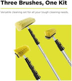 DOCA Scrub Brush 6-24 Ft with Long Handle Extension Pole - Outdoor Broom and Scrubbing Brush for House Floor, Deck, Patio, Car - Brush Set