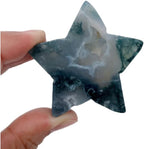 1PC Natural Moss Agate Crystal Star Shape Gemstones Crystal Carving Crafts Palm Stone Tumbled Polished Chakra Stone Worry Stone DIY Jewelry Making