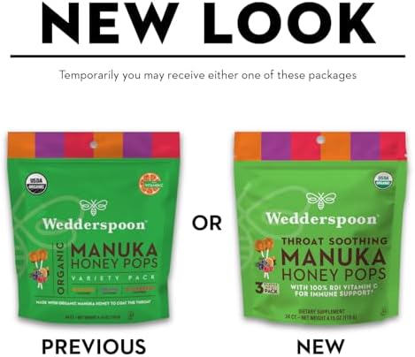 Wedderspoon Organic Manuka Honey Pops for Kids, Variety Pack 24 (Pack of 1)