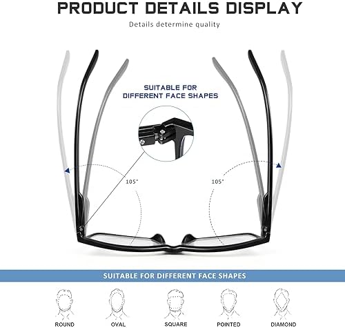 2.5 Reading Glasses for Men - Rectangular Readers for Men Spring Hinge Lightweight Eyeglasses UVFilter/Anti Eyestrain
