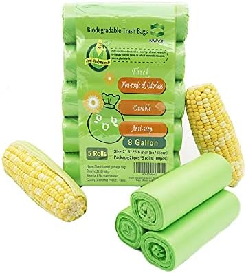 8 Gallon Trash Bags, Inwaysin Garbage Bags Compatible with Simple Human H Trash Can, Compostable 6-9 Gal 30L ( Clear Green, 100 Count (Pack of 1))