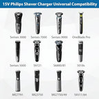 15V Charger Cable for Philips Norelco HQ8505 7000 5000 3000 9000 Series, Multigroom MG5750 MG7750 MG7770 MG7790 QP6531 QP6510 QP6520 Shaver Trimmer Power Cord, 3.3FT