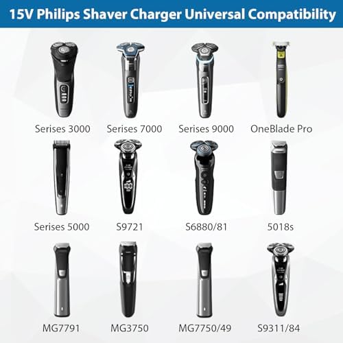 15V Charger Cable for Philips Norelco HQ8505 7000 5000 3000 9000 Series, Multigroom MG5750 MG7750 MG7770 MG7790 QP6531 QP6510 QP6520 Shaver Trimmer Power Cord, 3.3FT