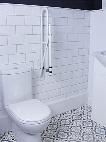 Aidapt 29.5 INCH Stainless Toilet Safety Rails,Disabled Flip-Up Bathroom Grab Bar with leg support,Toilet Handrails Hand Grips Handle Shower Assist Aid, designed for Handicap and Elderly