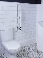 Aidapt 29.5 INCH Stainless Toilet Safety Rails,Disabled Flip-Up Bathroom Grab Bar with leg support,Toilet Handrails Hand Grips Handle Shower Assist Aid, designed for Handicap and Elderly