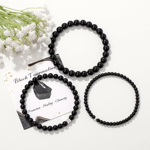Raicegs 4 6 8MM Beaded Bracelets Healing Crystal Bracelet for Women Men Natural Stone Handmade Stretch Bracelet Reiki Spiritual Jewelry