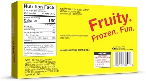 Starburst Fruit Flavored Popsicles Variety Pack, Freeze Pops with 4 Assorted Fun Flavors of Orange, Strawberry, Cherry and Lemon 1 Ounces, 120 Count Bulk Box