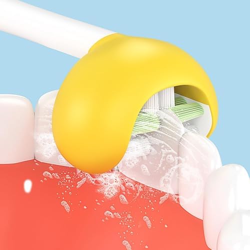 Kids Toothbrush Medium,Child Toothbrush Soft Bristle,Toddler Tooth Brushes 3 Sided,Brushing Kids Teeth Made Easy and Efficient,Pack 2 (Yellow+Bule)