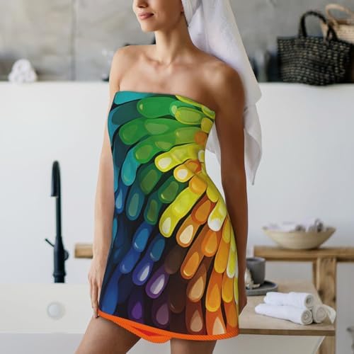 Rainbow Swirl Bath Towel Super Absorbent Soft Coral Velvet Bathroom Towel 27 x 55 Inch Microfiber Beach Towels for Bathroom, Gym, Spa and Hotel Towel