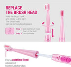 Vekkia Sonic Kids Electric Toothbrush Replacement Heads - 7X More Plaque Removal, End-Rounded 3D Curved Soft Bristles, Comfortable & Efficient Clean Teeth, Perfect for Kid Small Mouth, Pink (4 Pack)