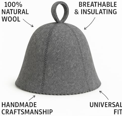 Premium Sauna Hat – 100% Natural Wool, Handmade Sauna Headwear for Men and Women – Eco-Friendly, Breathable